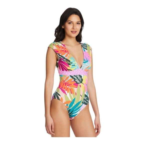 Bleu Rod Beattie Wild At Heart Cap Sleeve One Piece NWT - Picture 2 of 5